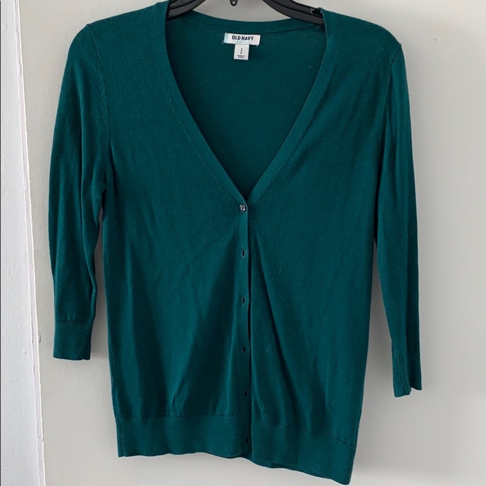 Green basic cardigan